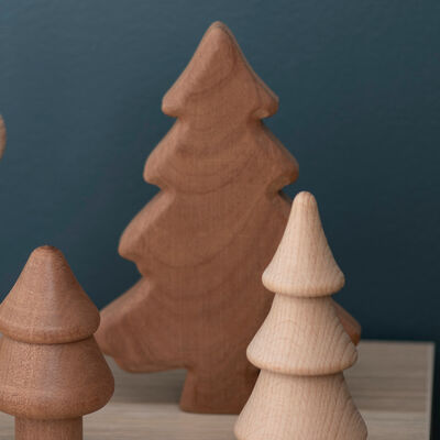 Winteria koristekuusi puinen 18 cm ruskea